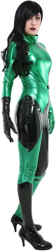 Vista 3 de miccostumes Disfraz de villanos Miss Go de piel sintética para mujer, con guantes y bolsa para las piernas, disfraz de lujo para Halloween