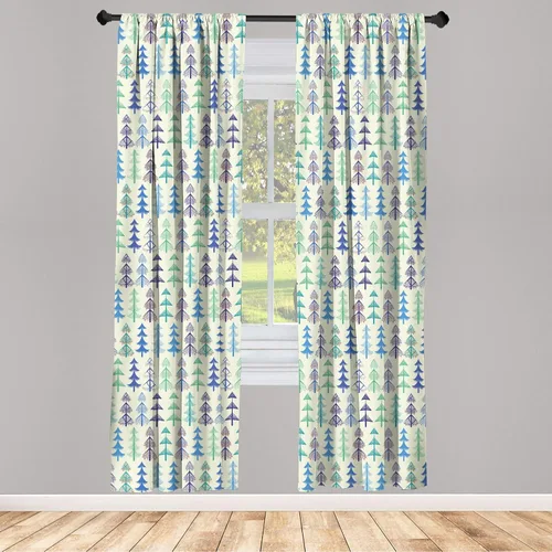 Vista 35 de Ambesonne - Cortinas amarillas para ventana, arte moderno escandinavo de escena de jardín con flores de tulipán y mariposas bailando, juego de 2