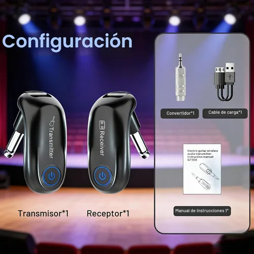 Vista 7 de Sistema de guitarra inalámbrico, transmisor de audio y receptor de carga