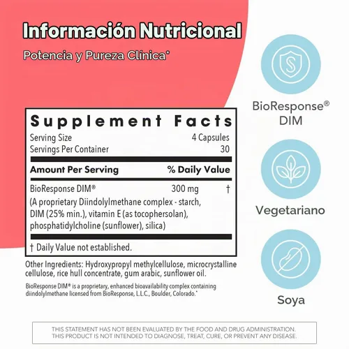 Vista 3 de Allergy Research Group - DIM Enhanced Delivery System - Equilibrio Hormonal, Hombres, Mujeres - 120 Cápsulas Vegetarianas
