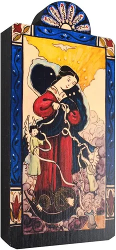 Vista 2 de Modern Artisans Our Lady Undoer of Knots - Placa de San Retablo Patrona, 3.4 x 8.25 pulgadas