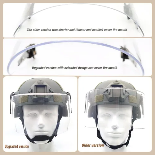 Vista 5 de Casco táctico ACH Airsoft con visera transparente de cara completa, protector protector MICH 2000 modo para paintball al aire libre CS Wargame