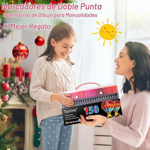Vista 7 de Taotree Juego de rotuladores de pincel de doble punta de 150