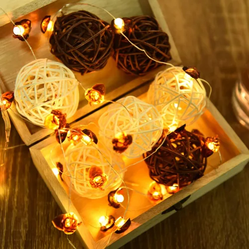 Vista 7 de Pomeat 15 bolas de mimbre de ratán decorativas para decoración de mesa, decoración de fiesta de boda, bolas decorativas para centros de mesa