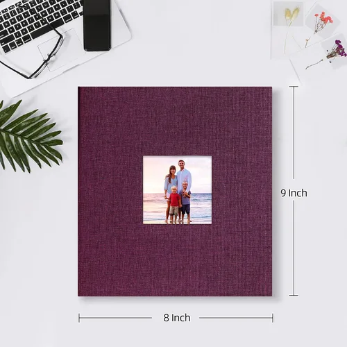 Vista 2 de Mublalbum Álbum de fotos pequeño de 4 x 6 pulgadas, 200 fotos, cubierta de lino, libro de fotos con bolsillos horizontales para boda, aniversario