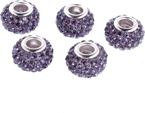 Vista 2 de RUBYCA Cuentas de cristal checo hechas a mano con agujero grande para pulseras europeas (10 unidades, morado, 0.433 in)