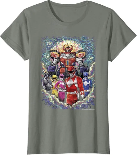 Vista 7 de Power Rangers Mighty Morphin' Megazord Starry Night Poster Camiseta