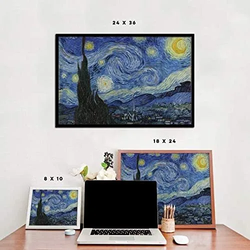 Vista 3 de Inspired Posters - Vincent van Gogh - Póster decorativo de pared de noche estrellada - Decoración moderna para el hogar - Póster motivacional