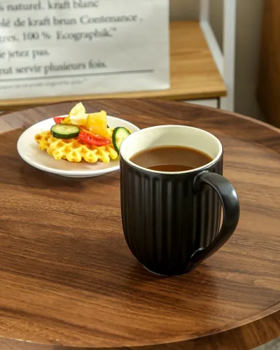 Vista 6 de Taza de café de cerámica HASENSE, taza grande de café de 20 oz con asa, taza de porcelana para café, té y cacao con diseño acanalado moderno, apta