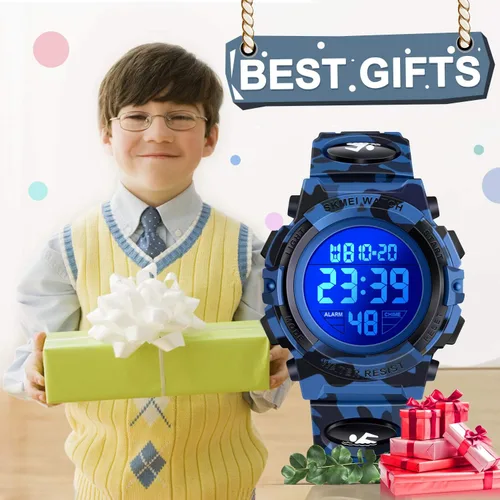 Vista 7 de Reloj digital deportivo impermeable LED 50M para niños, regalos para niños