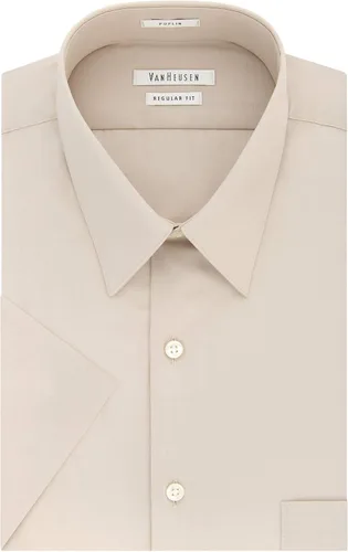 Vista 3 de Van Heusen Camisa de vestir de manga corta para hombre, ajuste regular, popelina sólida, Popelín Sólido