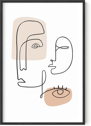 Vista 16 de HAUS AND HUES Arte de pared minimalista - Dibujo moderno de líneas abstractas, impresión de boceto femenino simple, obra de arte para el hogar