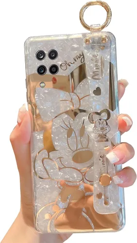 Vista 8 de para Galaxy A05s Funda con Correa para Muñeca y Soporte de Patada, Cubierta Ultra Delgada con Patrón de Animales IMD, Protección a Prueba de Golpes