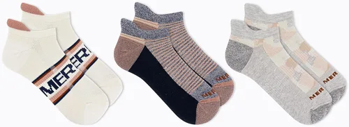 Vista 2 de Merrell Men's and Women's Recycled Everyday Half Cushion Socks-3 Pair Pack-Repreve Hiking Arch Support and Breathable Mesh