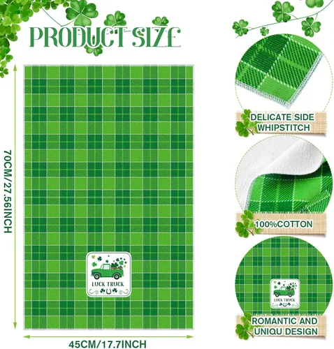 Vista 2 de Patelai 6 Pcs Toallas de Cocina del Día de San Patricio Toalla de Trébol Shamrock Toallas de Mano para Baño Toallas para Platos y Té Regalos