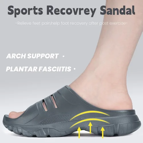 Vista 2 de Gaatpot Sandalias de recuperación para hombre y mujer con cojín grueso con cómodo soporte de arco para fascitis plantar, puntera abierta, atléticas