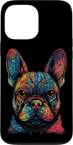 Vista 23 de iPhone 16 Colorful French Bulldog Face Frenchie Dog Lover Funny Black Case