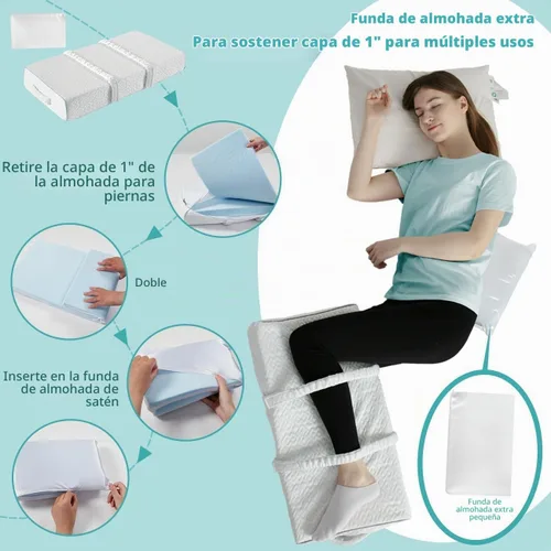 Vista 4 de Almohada de rodilla fresca para personas que duermen de lado, dolor de cadera de 4 pulgadas, almohada de piernas ajustable para múltiples usos