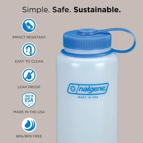 Vista 3 de Nalgene Botella de agua de boca ancha (48 onzas) y botella de agua Tritan de boca estrecha Nalgene Sustain (32 onzas)