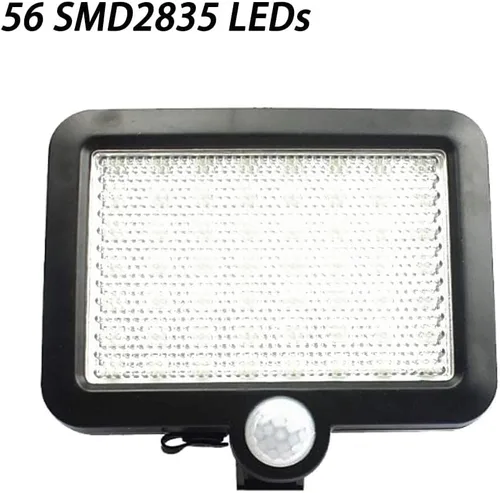Vista 3 de Aolyty Luces solares con sensor de movimiento para exteriores e interiores con panel solar separado, diseño desmontable, 56 LED con control de luz