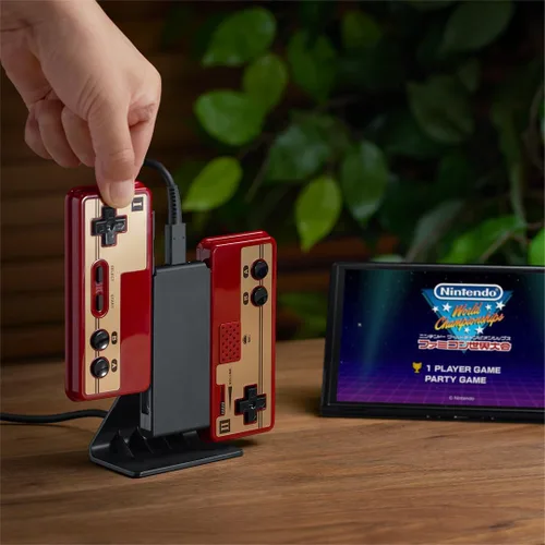 Vista 6 de Soporte de carga Joycon (de dos vías) Interruptor de 2 vías Joy Con controlador Cargador Accesorios de carga con cable de carga NO