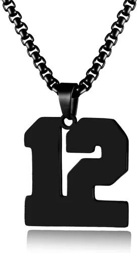 Vista 108 de Collar de Número Dorado para Hombre, Cadena de Acero Inoxidable con Colgante de Número para Atletas, Joyería Deportiva Personalizada para Niños