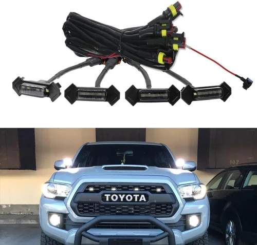 Vista 13 de 4 luces LED ámbar de lente ahumada compatibles con Toyota Tacoma TRD PRO 2016 2017 2018 2019 parrilla