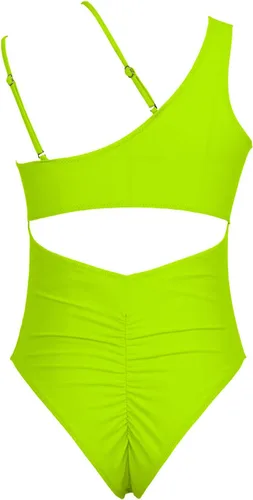 Vista 5 de QINSEN Traje de baño de una pieza con espalda fruncida y corte alto para mujer