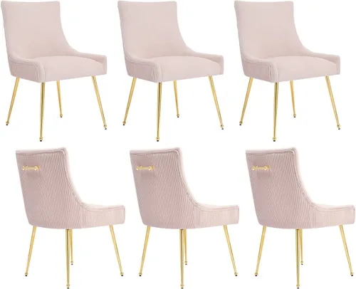 Vista 26 de adochr Juego de 2 sillas de comedor de terciopelo con patas de metal dorado 2-Azul oscuro
