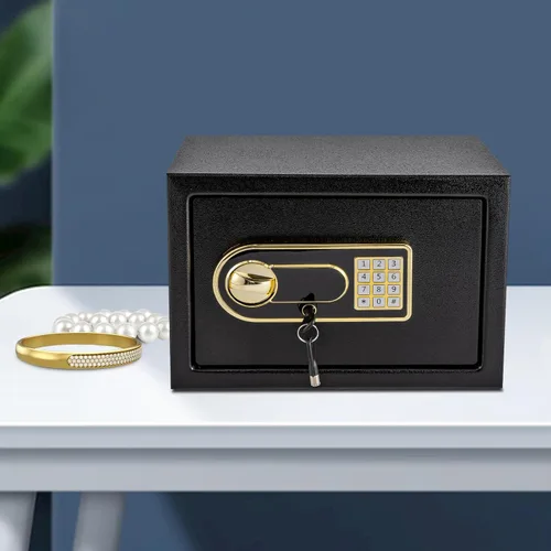 Vista 5 de Caja de seguridad pequeña, caja fuerte con contraseña digital, caja fuerte de acero para el hogar para armario, hogar, oficina, hotel para joyas