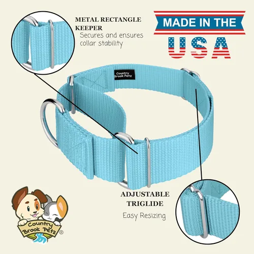 Vista 8 de Country Brook Petz - Collar para perro de nailon resistente Martingale de 15 colores (extra grande, 1 1/2 pulgadas de ancho, azul océano)