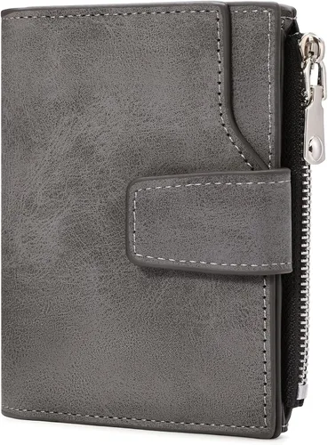 Vista 23 de FALAN MULE Cartera de cuero genuino con bloqueo RFID para hombre con cremallera bolsillo para monedas, ventana de identificación ABA-negro