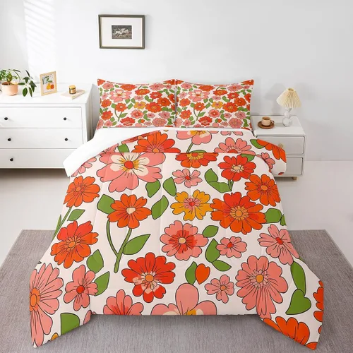 Vista 39 de Feelyou Juego de ropa de cama con diseño de arco iris, juego de edredón para niños, niñas, decoración de notas musicales, edredón de microfibra