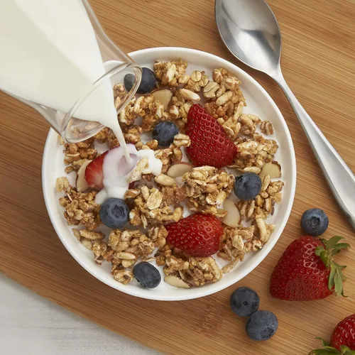 Vista 3 de Kashi GO, Cereal de desayuno, crujiente de lino con miel y almendra, excelente fuente de fibra, caja de 14 onzas
