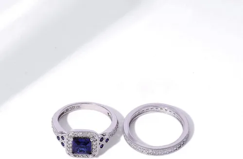 Vista 33 de Amazon Essentials Anillo antiguo de plata de ley chapada en platino o oro con circonita cúbica de elementos infinitos de corte Asscher