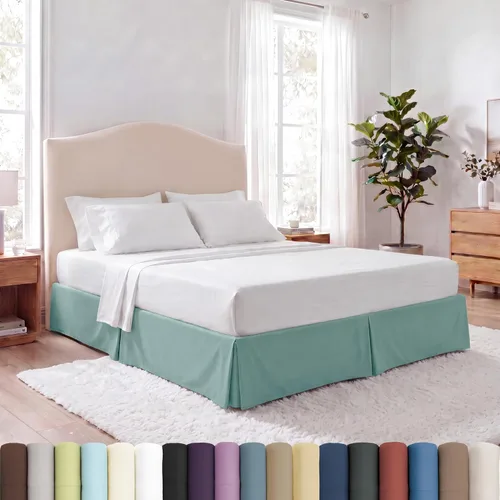 Vista 15 de Southshore Fine Linens VILANO Springs faldón para cama plisada, 15 pulgadas, Microfibra, Blanco brillante, gemelo