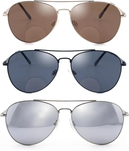 Vista 5 de Gafas de sol bifocales clásicas, gafas de lectura de metal Command Aviator para hombre 1.0