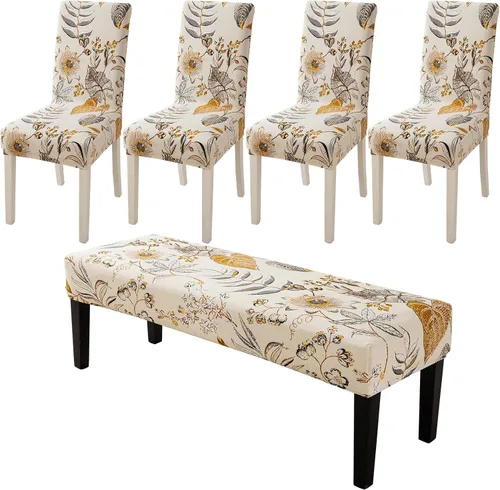 Vista 8 de HAOYONG Funda para Silla de Comedor con Estampado, Funda Desmontable Lavable para Silla Parsons, Protector de Asiento Removible para Comedor, Hotel