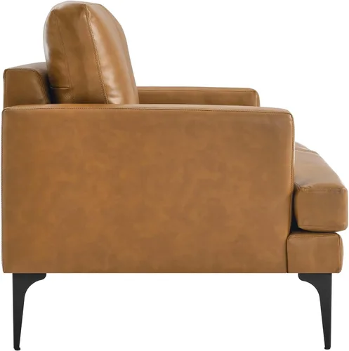 Vista 4 de Modway Evermore - Sofá biplaza de cuero vegano y metal de estilo moderno en color marrón