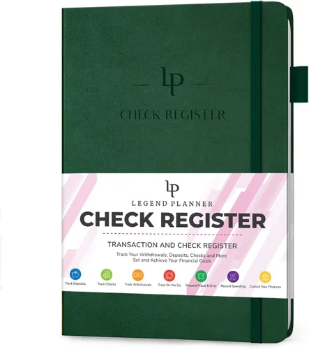 Vista 8 de Legend Planner Libro de registro de cheques - Libro contable para pequeñas empresas y uso personal - Registro de chequera para rastrear