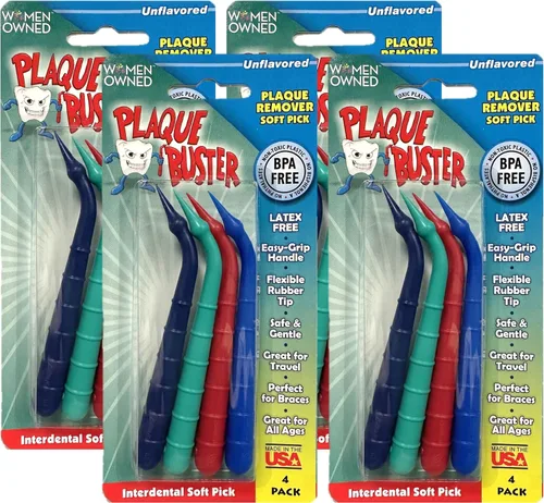 Vista 11 de Plaque Buster Púa interdental suave, estimulador de encías y removedor de placa, fabricado en Estados Unidos, para salud bucal y encías saludables