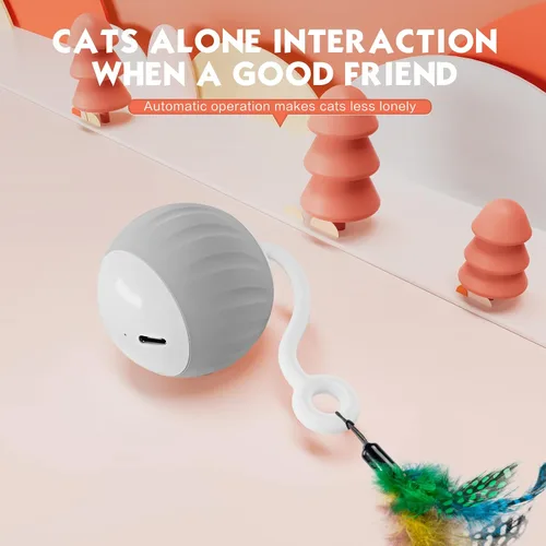 Vista 4 de Pelota interactiva mejorada de juguetes para gatos de interior – La pelota para gatos cuenta con activación táctil y por voz, 2 ajustes de velocidad