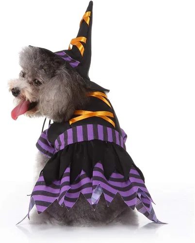 Vista 5 de Yoption Disfraz de bruja para perro y gato con sombrero mágico, talla S
