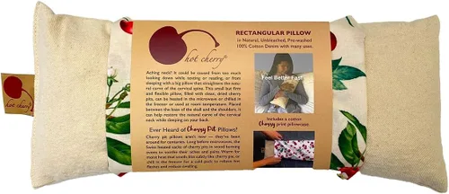 Vista 6 de Hot Cherry Almohada cervical/rectangular Cherry Pit (funda de mezclilla natural/flor)