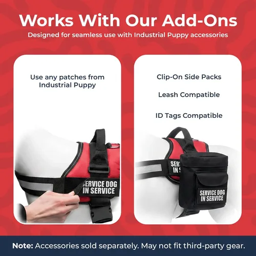 Vista 3 de Arnés de chaleco de entrenamiento para perro de servicio, XXXS 11.5-13 pulgadas, rojo Chaleco duradero y ajustable para perro con correas
