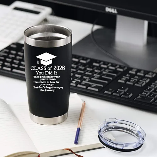 Vista 5 de Regalo motivacional de graduación 2026 para él y ella, vaso de acero inoxidable de 20 onzas para automóvil, taza insultada, regalos inspiradores