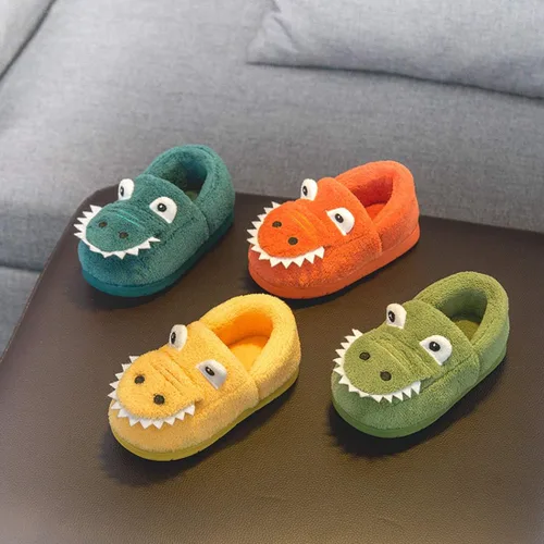 Vista 2 de AngelGift Zapatillas de dinosaurio para niños pequeños y niñas