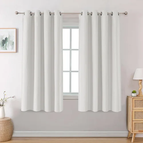 Vista 42 de H.VERSAILTEX Cortinas opacas de lino de 45 pulgadas de largo para dormitorio/sala de estar con aislamiento térmico con ojales, cortinas de lino