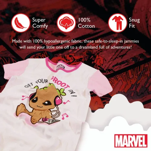 Vista 3 de Marvel Conjunto de pijama de algodón ajustado de 2 piezas, suave y lindo para niños