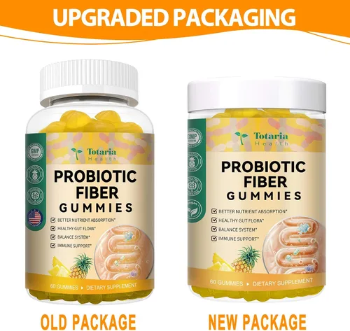 Vista 8 de Gomitas de fibra probiótica 9 en 1 para adultos y adolescentes, suplemento de fibra Pro con 5 mil millones de UFC Bacillus Coagulans, cáscara